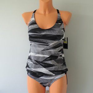 Nike 2 Piece Black Geo Active Tankini Set NWT